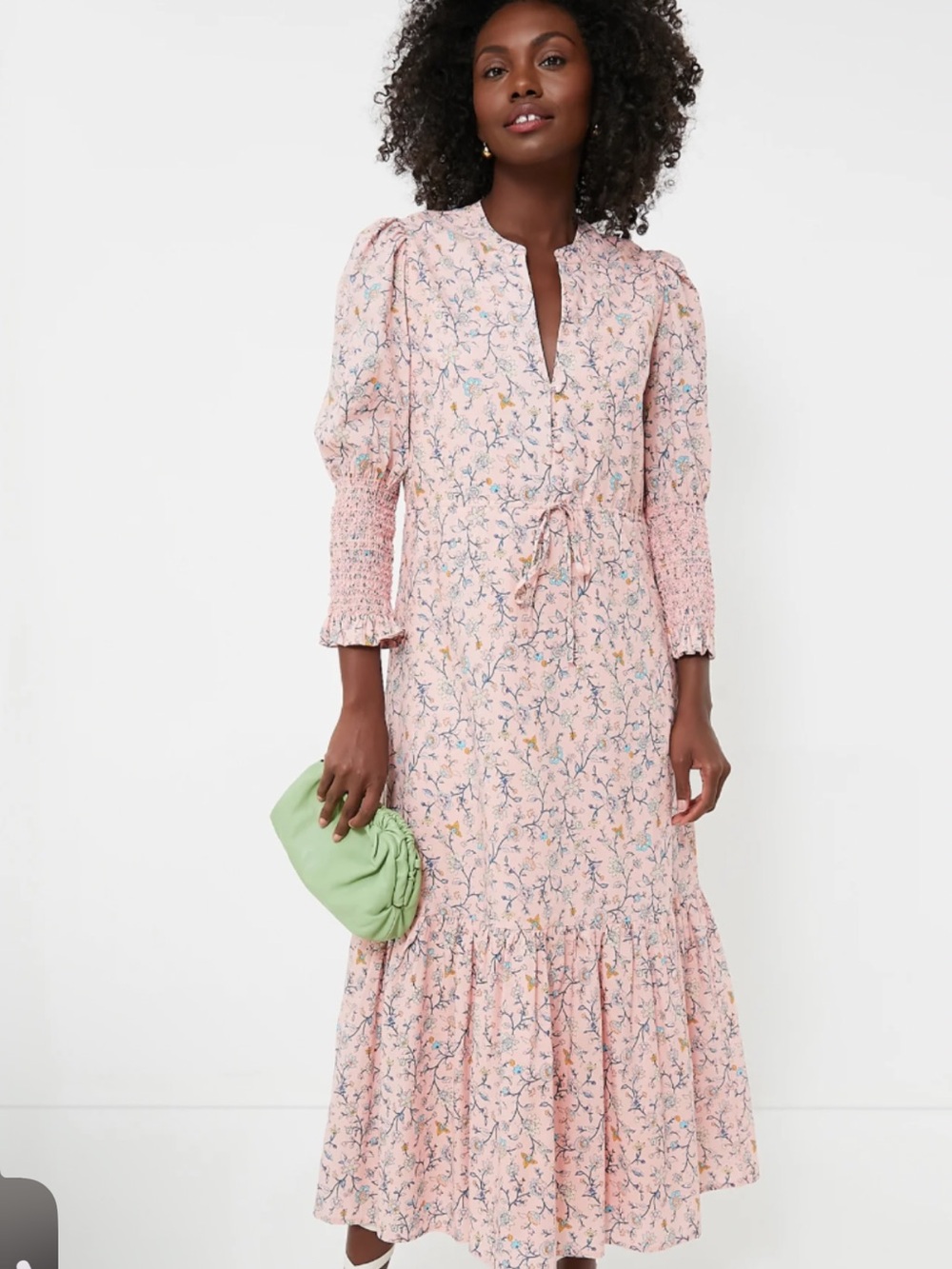 Tuckernuck Hyacinth House Light Pink Floral Lucille Maxi Dress Size Large NWOT